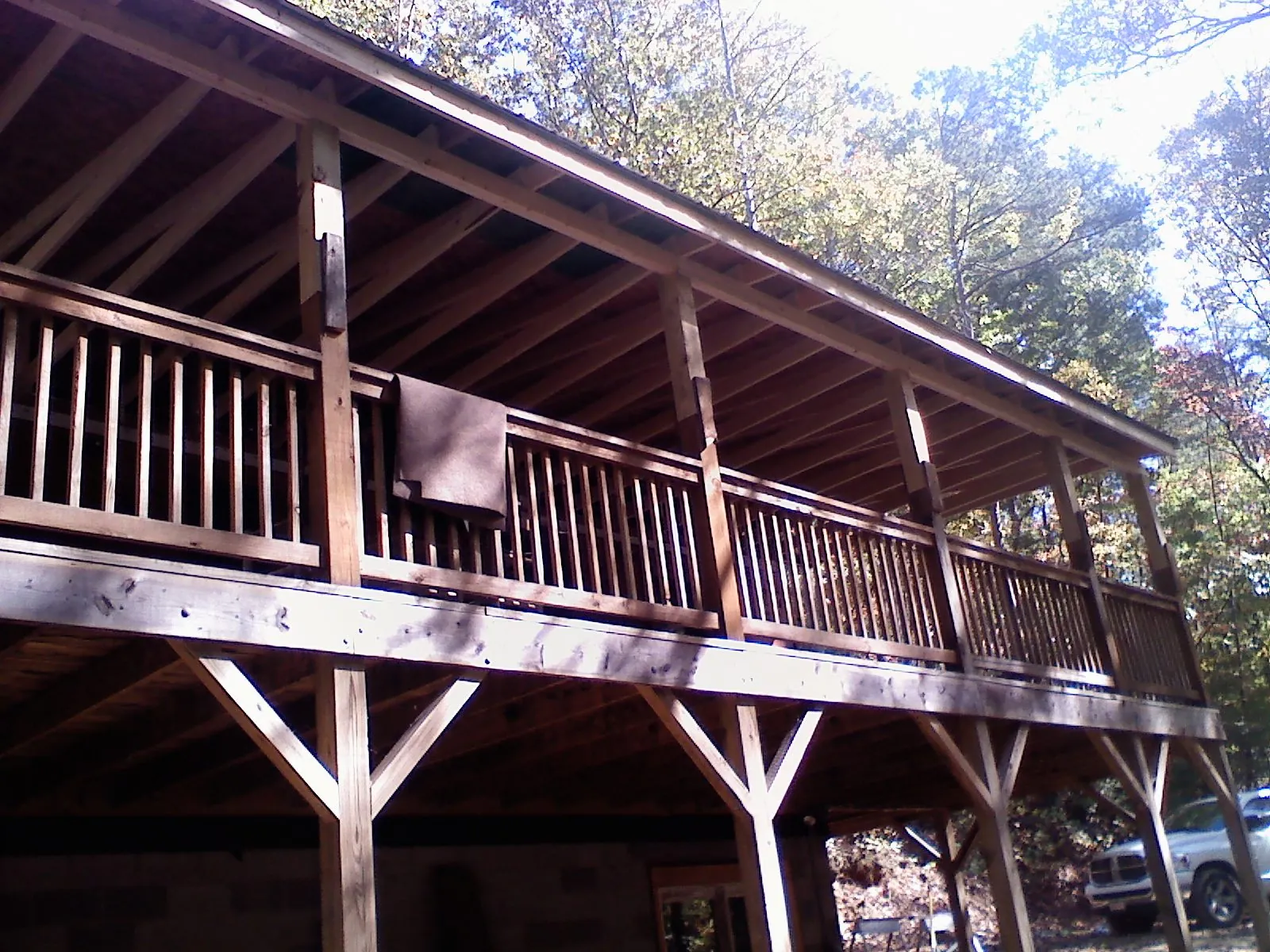 Timber framing under a new elevated porch and deck — Roof Leak Repair in Carmel by Roofing Brothers